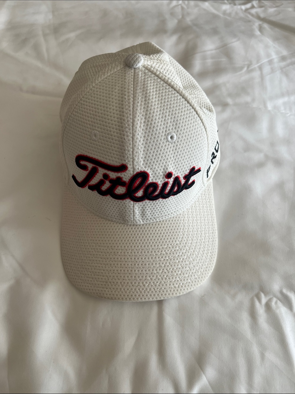Titleist White Mesh Cap with Black and Red Script Logo